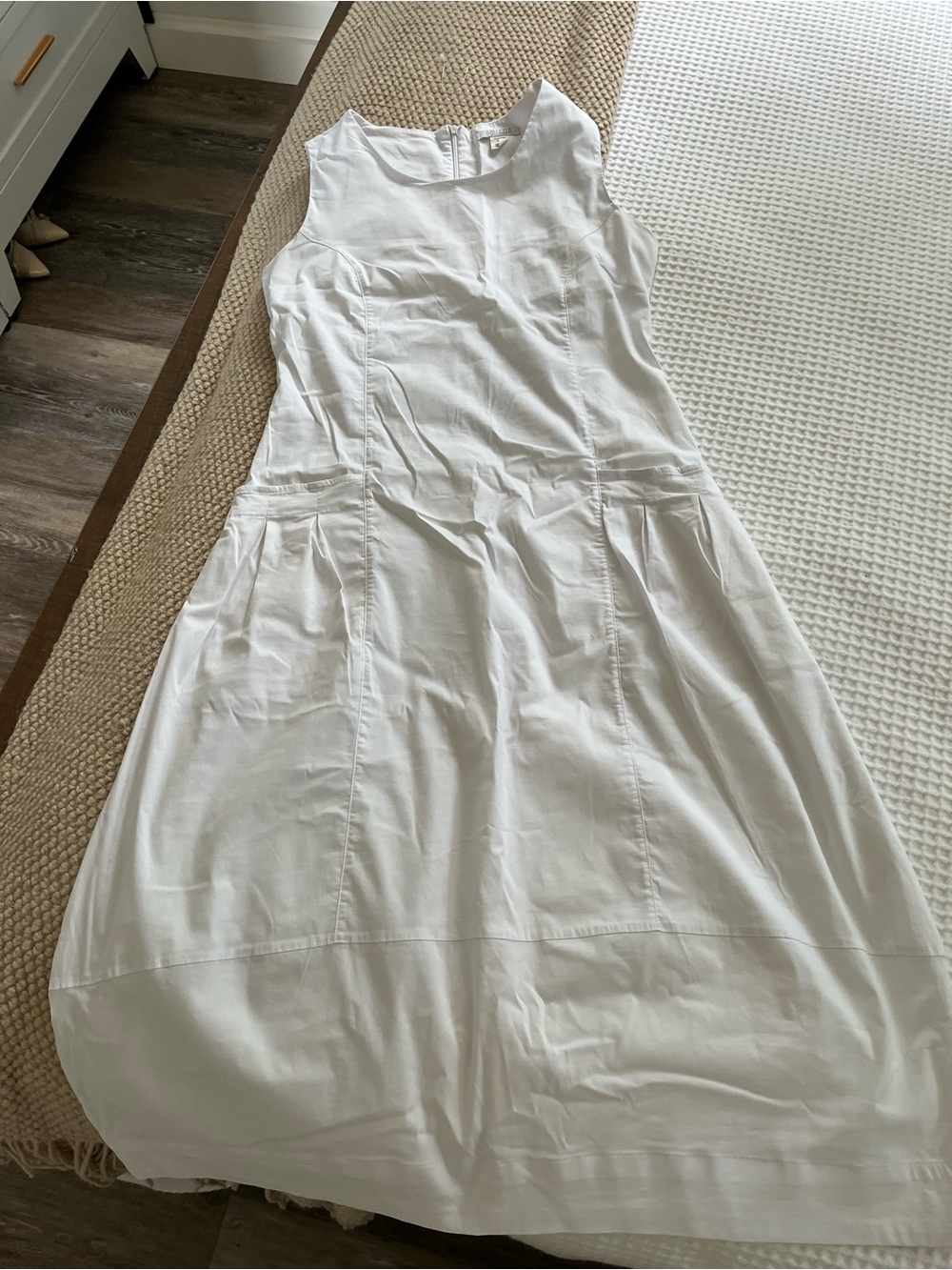 Sleeveless White Maxi Dress with Subtle Seaming